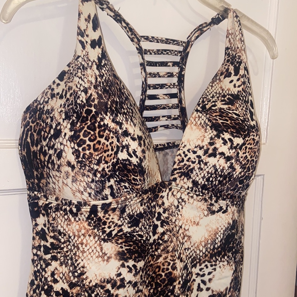 LIZ CLAIBORNE SNAKE PRINT TANKINI SWIM TOP SZ 14 NEW Snakeskin - Picture 6 of 13